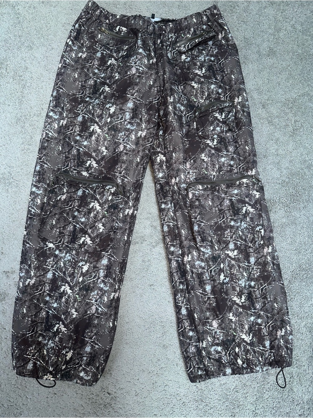 Fashion Nova Women's Wide Leg Camo Print Cargo Pants - Brown & Cream Size 1X